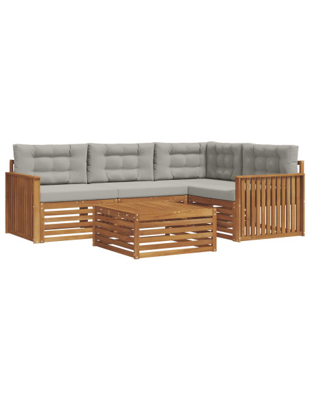 Set di divani con cuscino 5 pcs Grigio Naturale e Chiaro