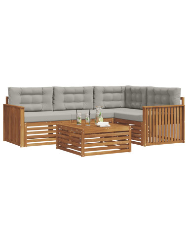 Set di divani con cuscino 5 pcs Grigio Naturale e Chiaro