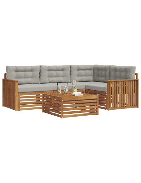 Set di divani con cuscino 5 pcs Grigio Naturale e Chiaro
