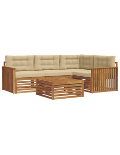 Set di divani con cuscino 5 pcs Naturale e Beige 2