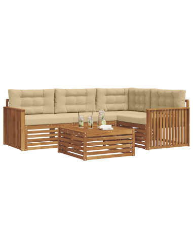 Set di divani con cuscino 5 pcs Naturale e Beige