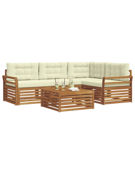 Set di divani con cuscino 5 pcs Naturale e Crema
