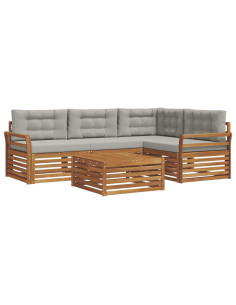 Set di divani con cuscino 5 pcs Grigio Naturale e Chiaro 2