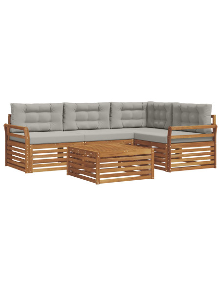 Set di divani con cuscino 5 pcs Grigio Naturale e Chiaro