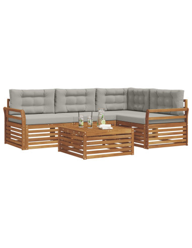 Set di divani con cuscino 5 pcs Grigio Naturale e Chiaro