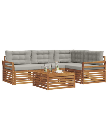 Set di divani con cuscino 5 pcs Grigio Naturale e Chiaro
