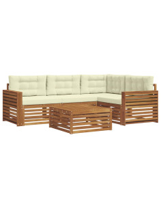 Set di divani con cuscino 5 pcs Naturale e Crema 2
