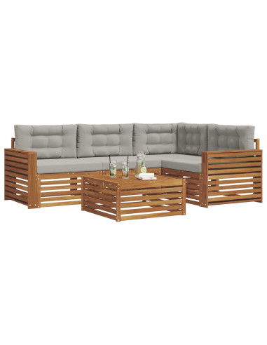 Set di divani con cuscino 5 pcs Grigio Naturale e Chiaro