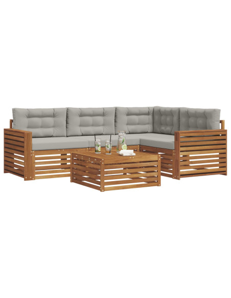 Set di divani con cuscino 5 pcs Grigio Naturale e Chiaro