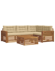 Set di divani con cuscino 5 pcs Naturale e Beige 2