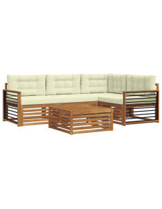 Set di divani con cuscino 5 pcs Naturale e Crema 2