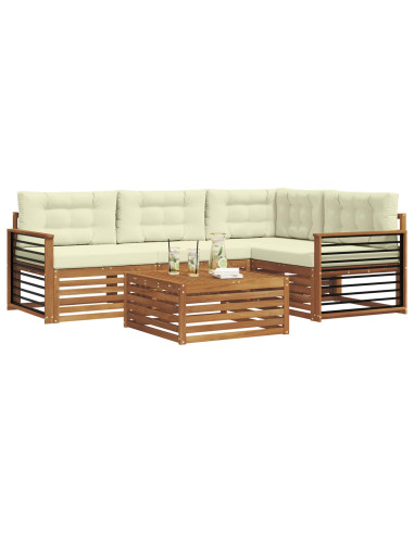 Set di divani con cuscino 5 pcs Naturale e Crema