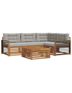 Set di divani con cuscino 5 pcs Grigio Naturale e Chiaro 2