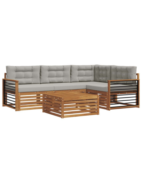 Set di divani con cuscino 5 pcs Grigio Naturale e Chiaro