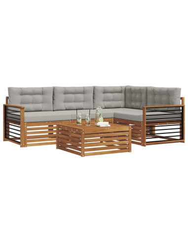 Set di divani con cuscino 5 pcs Grigio Naturale e Chiaro