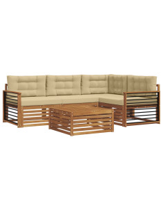 Set di divani con cuscino 5 pcs Naturale e Beige 2