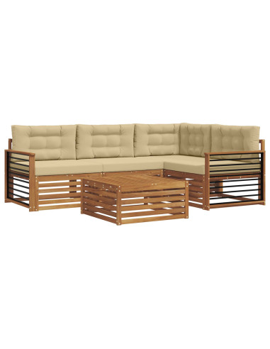 Set di divani con cuscino 5 pcs Naturale e Beige