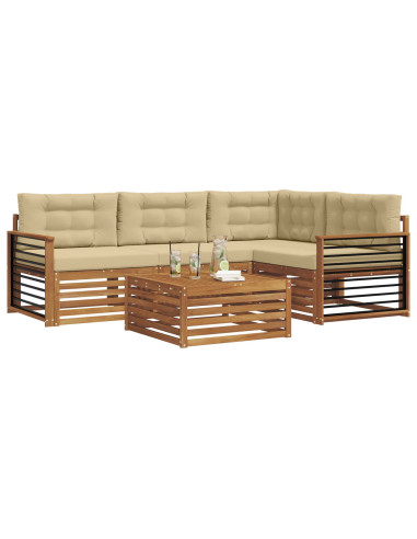 Set di divani con cuscino 5 pcs Naturale e Beige