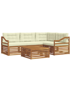 Set di divani con cuscino 5 pcs Naturale e Crema 2