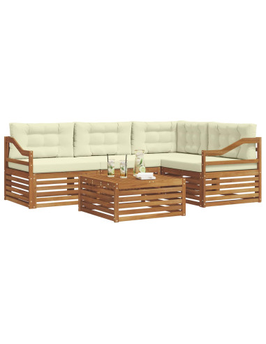 Set di divani con cuscino 5 pcs Naturale e Crema