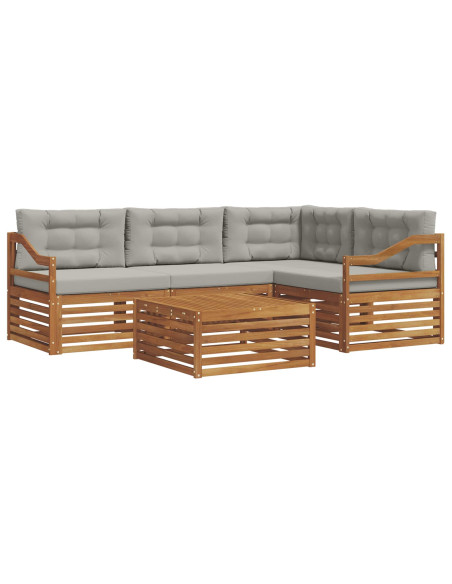 Set di divani con cuscino 5 pcs Grigio Naturale e Chiaro
