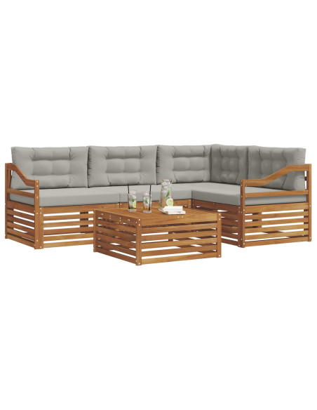 Set di divani con cuscino 5 pcs Grigio Naturale e Chiaro
