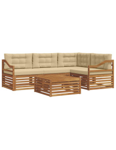 Set di divani con cuscino 5 pcs Naturale e Beige 2