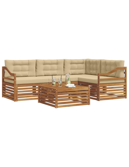 Set di divani con cuscino 5 pcs Naturale e Beige