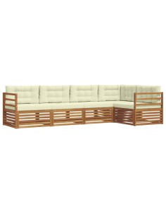 Set di divani con cuscino 5 pcs Naturale e Crema 2