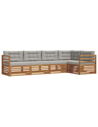 Set di divani con cuscino 5 pcs Grigio Naturale e Chiaro