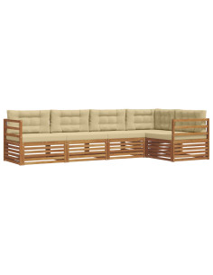 Set di divani con cuscino 5 pcs Naturale e Beige 2