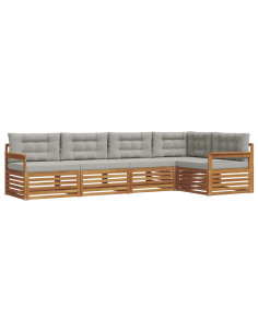 Set di divani con cuscino 5 pcs Grigio Naturale e Chiaro 2