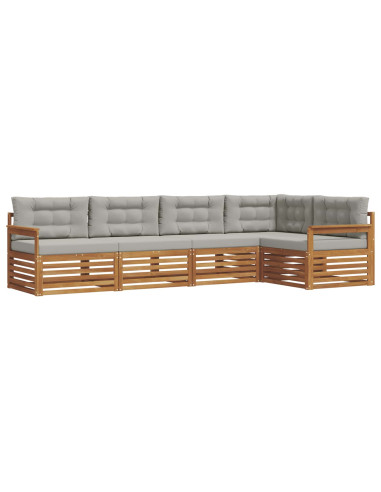 Set di divani con cuscino 5 pcs Grigio Naturale e Chiaro