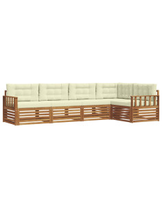 Set di divani con cuscino 5 pcs Naturale e Crema 2