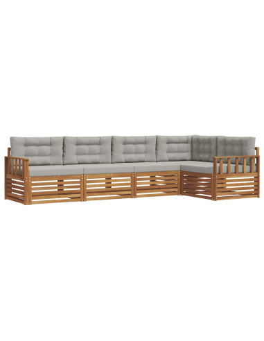 Set di divani con cuscino 16 pcs Grigio Naturale e Chiaro