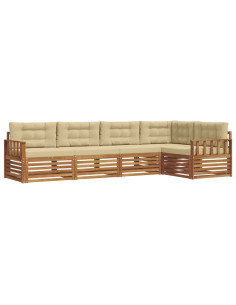 Set di divani con cuscino 5 pcs Naturale e Beige 2