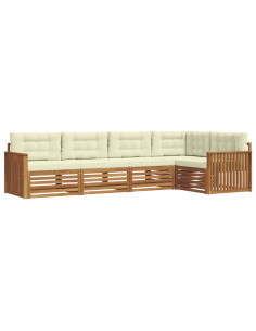 Set di divani con cuscino 5 pcs Naturale e Crema 2