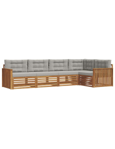 Set di divani con cuscino 16 pcs Grigio Naturale e Chiaro 2