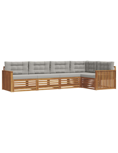 Set di divani con cuscino 16 pcs Grigio Naturale e Chiaro