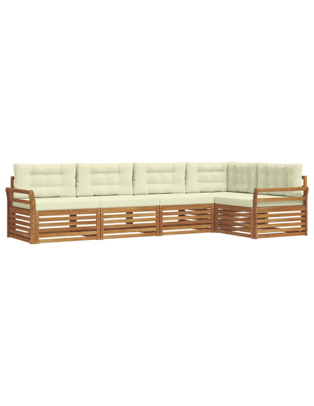Set di divani con cuscino 5 pcs Naturale e Crema