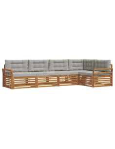 Set di divani con cuscino 16 pcs Grigio Naturale e Chiaro 2