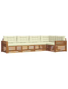 Set di divani con cuscino 5 pcs Naturale e Crema 2