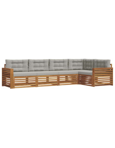 Set di divani con cuscino 16 pcs Grigio Naturale e Chiaro 2