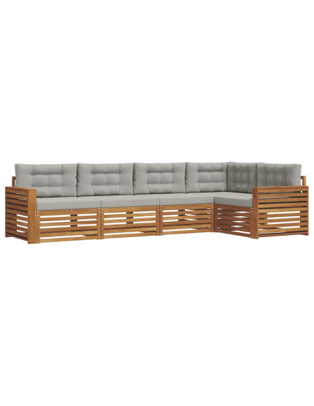 Set di divani con cuscino 16 pcs Grigio Naturale e Chiaro