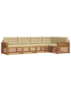 Set di divani con cuscino 5 pcs Naturale e Beige 2