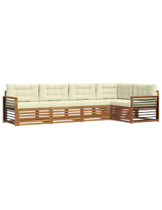 Set di divani con cuscino 5 pcs Naturale e Crema 2