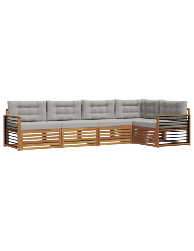 Set di divani con cuscino 16 pcs Grigio Naturale e Chiaro