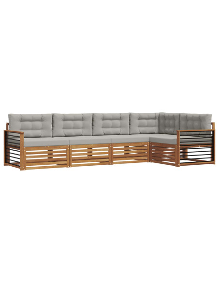 Set di divani con cuscino 16 pcs Grigio Naturale e Chiaro