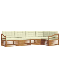 Set di divani con cuscino 5 pcs Naturale e Crema 2