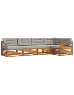 Set di divani con cuscino 16 pcs Grigio Naturale e Chiaro 2